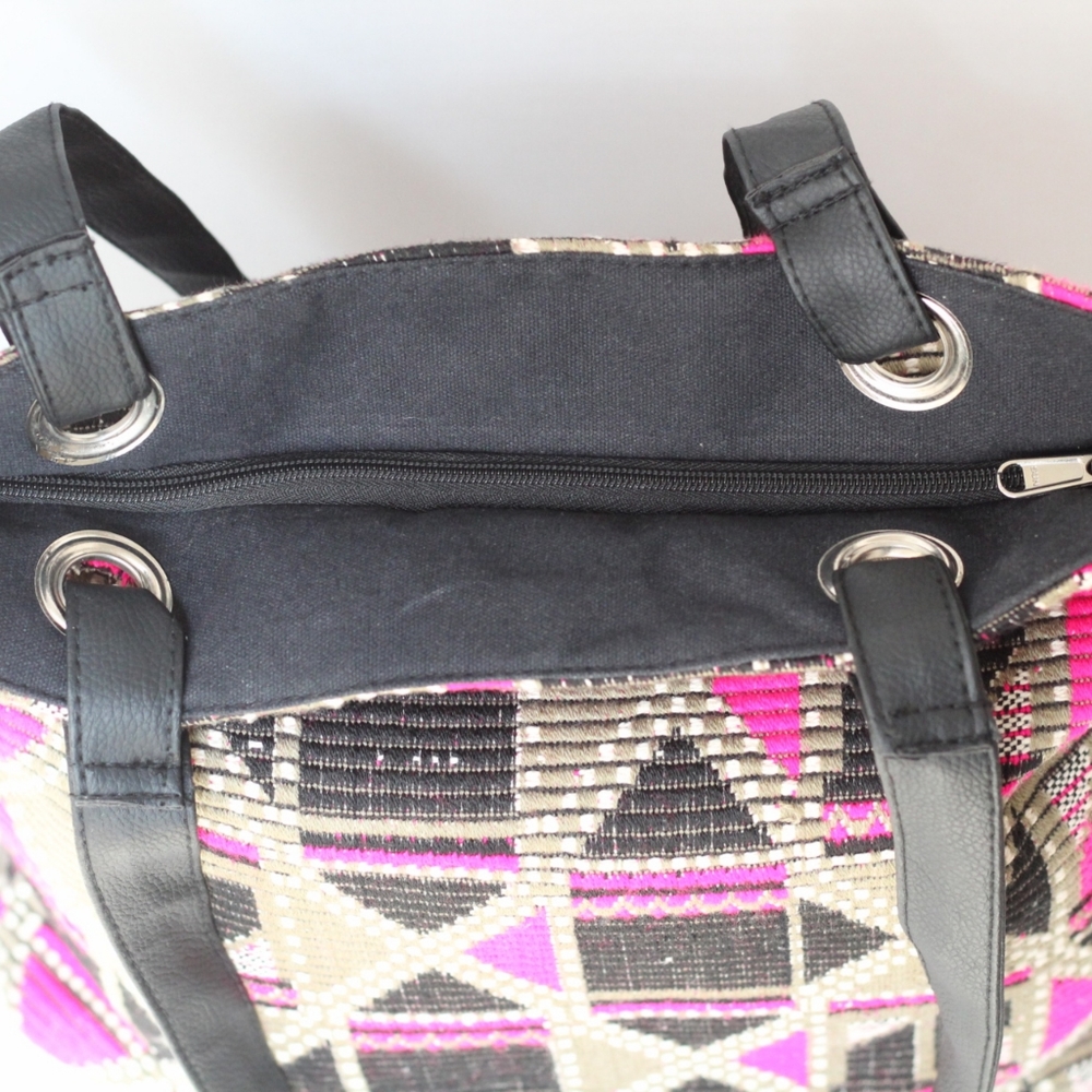Pink & Green Boho Geometric Corduroy Tote Bag- Pre-owned - Picture 8 of 15